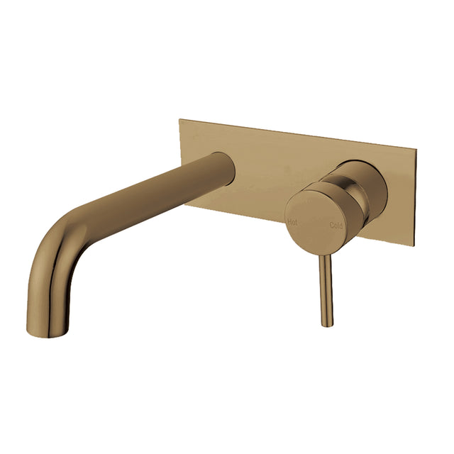 Pentro Wall Mixer With Round Spout - Brushed Brass