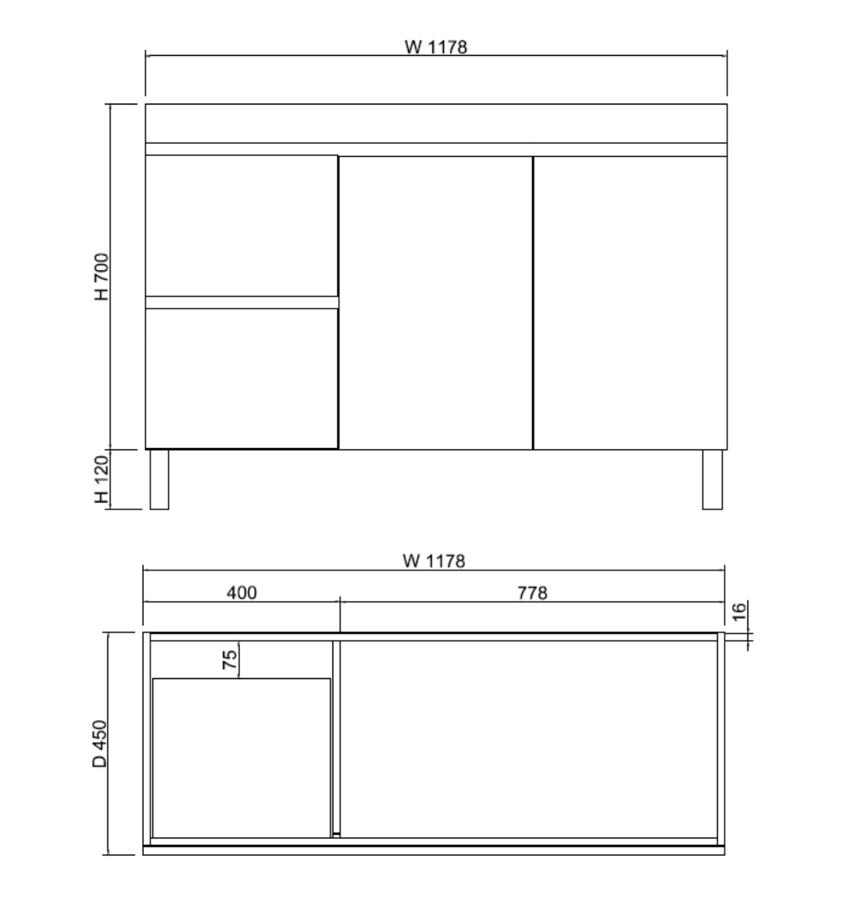 ABS DFL2 Dark Oak Freestanding Single Bowl Vanity 1200mm - Clearance
