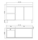 ABS DFL2 Dark Oak Freestanding Single Bowl Vanity 1200mm - Clearance