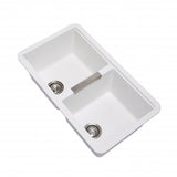 White Carysil CG2B3322 Double Bowl Stone Kitchen Sink -  824*481*241mm