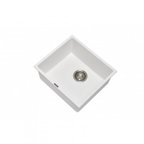 White Carysil Granite Single Bowl Kitchen Sink - 457x406mm