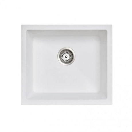 White Carysil Granite Single Bowl Kitchen Sink - 533x457mm