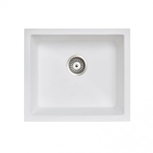White Carysil Granite Single Bowl Kitchen Sink - 533x457mm