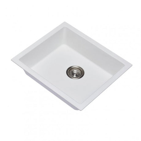 White Carysil Granite Single Bowl Kitchen Sink - 533x457mm 