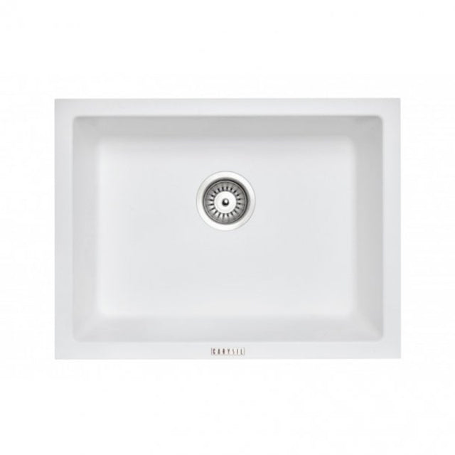 White Carysil Granite Single Bowl Kitchen Sink - 610x457mm