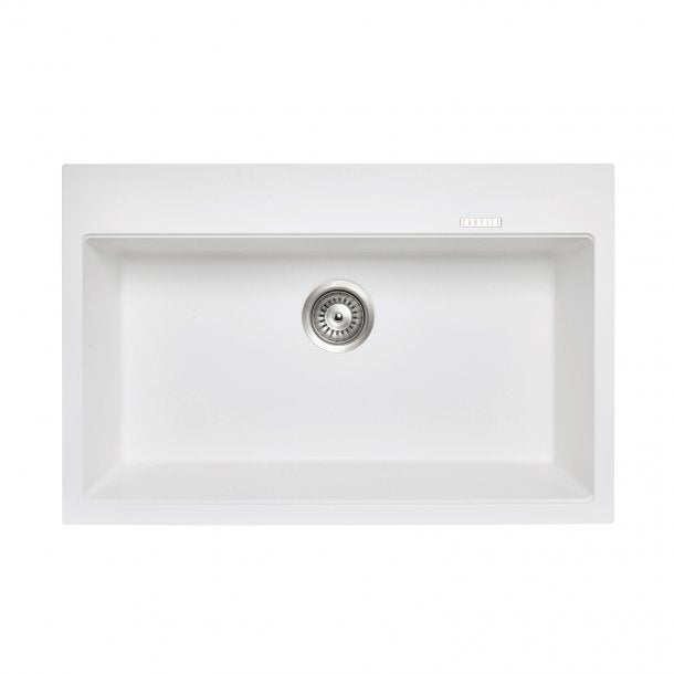White Carysil Granite Single Bowl Kitchen Sink - 780x510x220mm