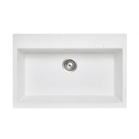 White Carysil Granite Single Bowl Kitchen Sink - 780x510x220mm