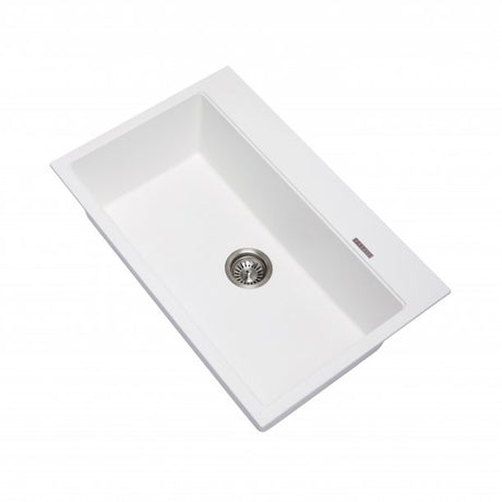 White Carysil Granite Single Bowl Kitchen Sink - 780x510x220mm