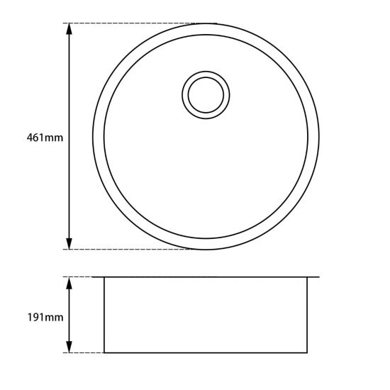 White Granite Quartz Stone Single Bowl Top/Under Mount 460mm