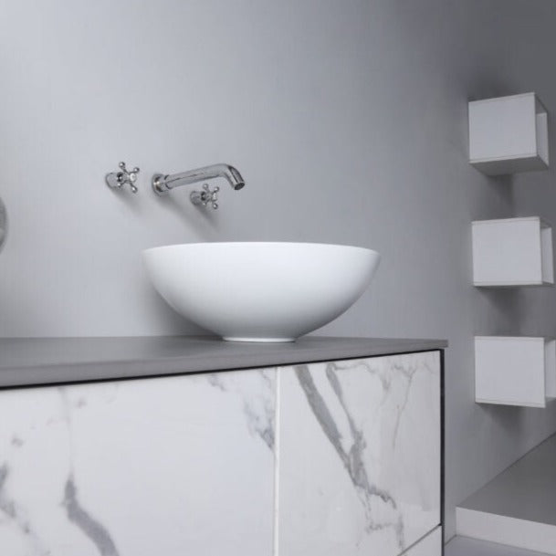 Aulic Argyle White Ceramic Basin (Round: 405x405x145)