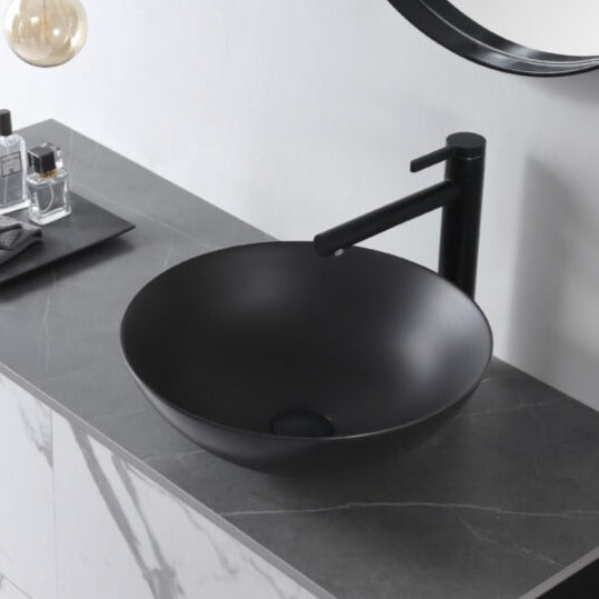 Aulic Argyle Black Ceramic Basin (Round: 405x405x145)