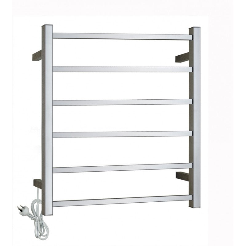 Square Electric Heated Towel Rack 6 Bars - Chrome