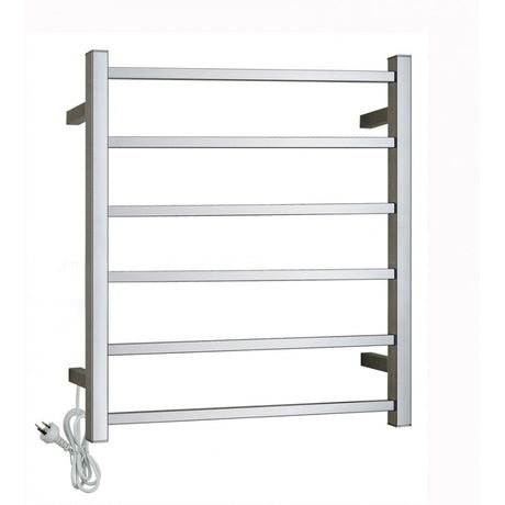 Square Electric Heated Towel Rack 6 Bars - Chrome