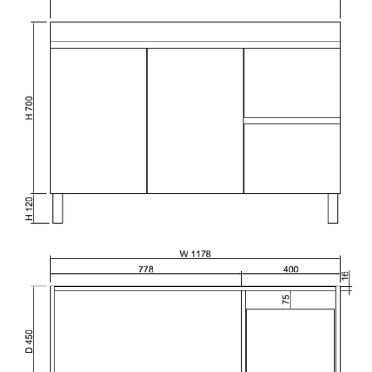 ABS MFL2 Light American Oak Freestanding Single Bowl Vanity 1200mm