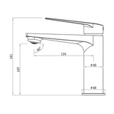 ZEVIO Basin Mixer - Brushed Gun Metal Technical Drawing
