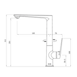 ZEVIO Kitchen Sink Mixer - Brushed Gun Metal Technical Drawing