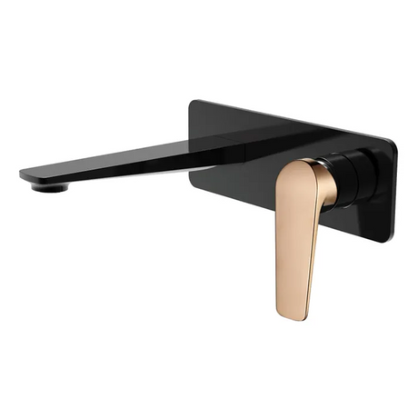 ZEVIO Wall Mixer With Spout - Black & Rose Gold