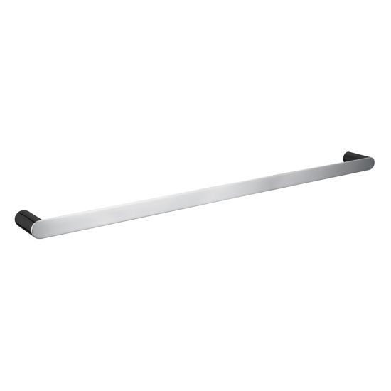 Bellino Solid Brass Single Towel Rail 800mm - Black & Chrome