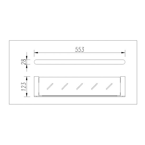 Bellino Towel Shelf - Chrome Technical Drawing