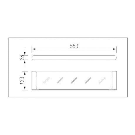 Bellino Towel Shelf - Chrome Technical Drawing