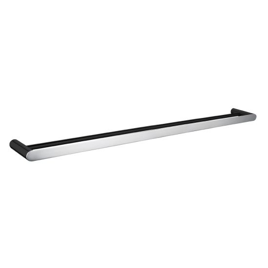 Bellino Solid Brass Double Towel Rail 800mm - Black & Chrome