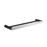 Bellino Solid Brass Double Towel Rail 600mm - Black & Chrome