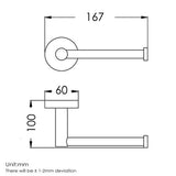 Pentro Toilet Roll Holder - Brushed Brass Technical Drawing