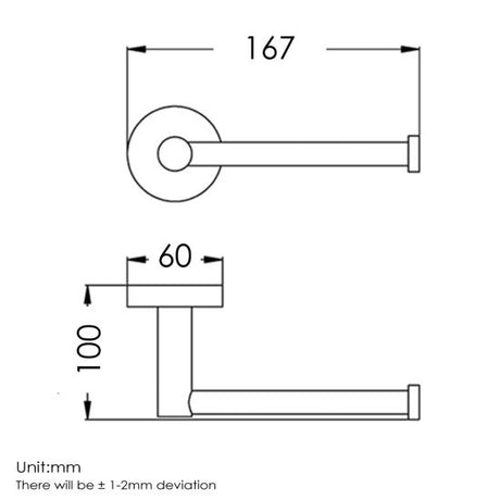 Pentro Toilet Roll Holder - Brushed Brass Technical Drawing