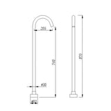 Pentro Round Stainless Steel Freestanding Bath Spout - Chrome Technical Drawing