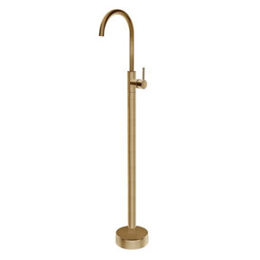 Pentro Round Solid Brass Freestanding Mixer - Brushed Brass