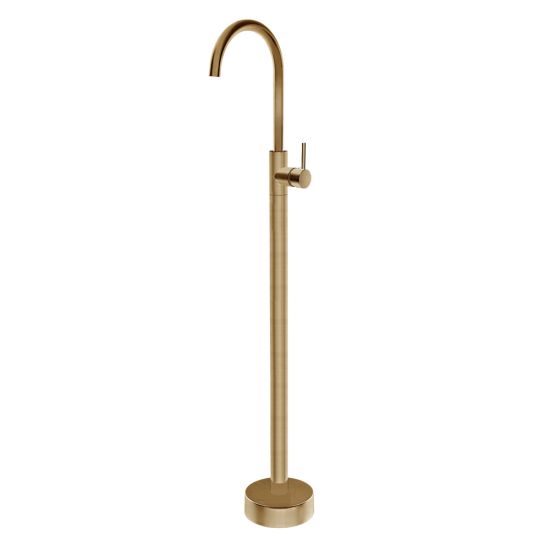 Pentro Round Solid Brass Freestanding Mixer - Brushed Brass