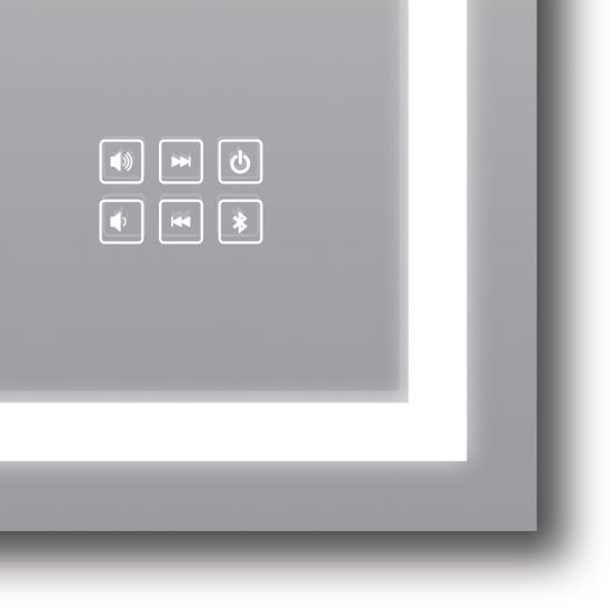 ART LED Rectangle Frameless Mirror 900x750mm with Magnifier and Bluetooth