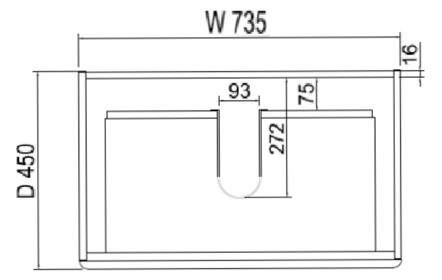 ABS DF Dark American Oak Wall Hung Vanity 750mm - Clearance