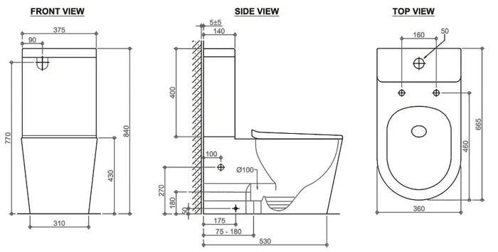 FEANZA Tornado White Toilet Suite