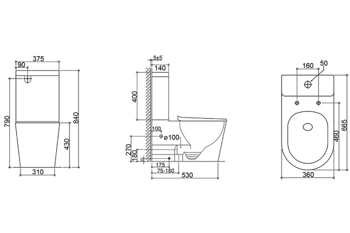 FEANZA Tornado White Toilet Suite