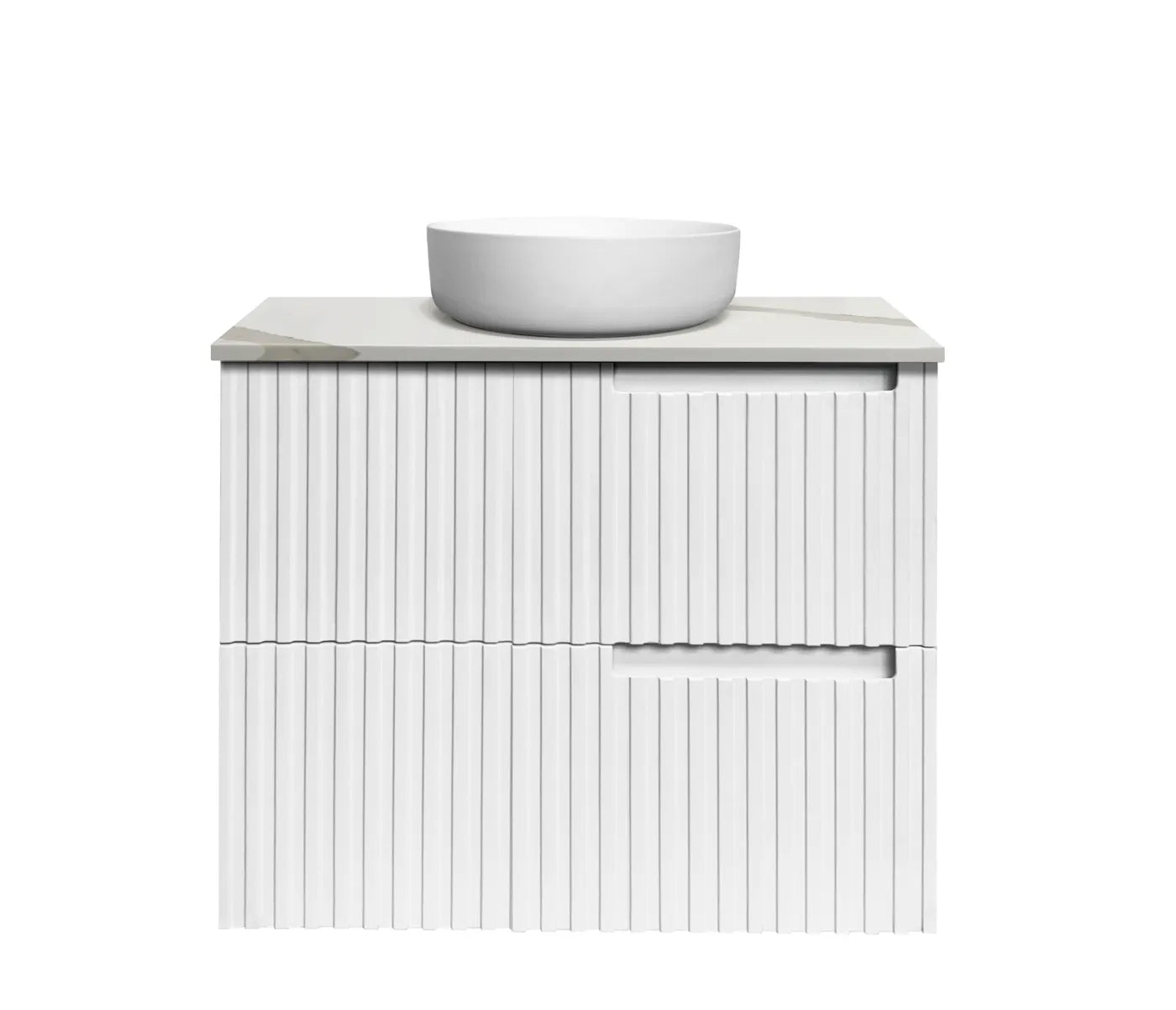Noosa Fluted Wall Hung Vanity 750mm Satin White