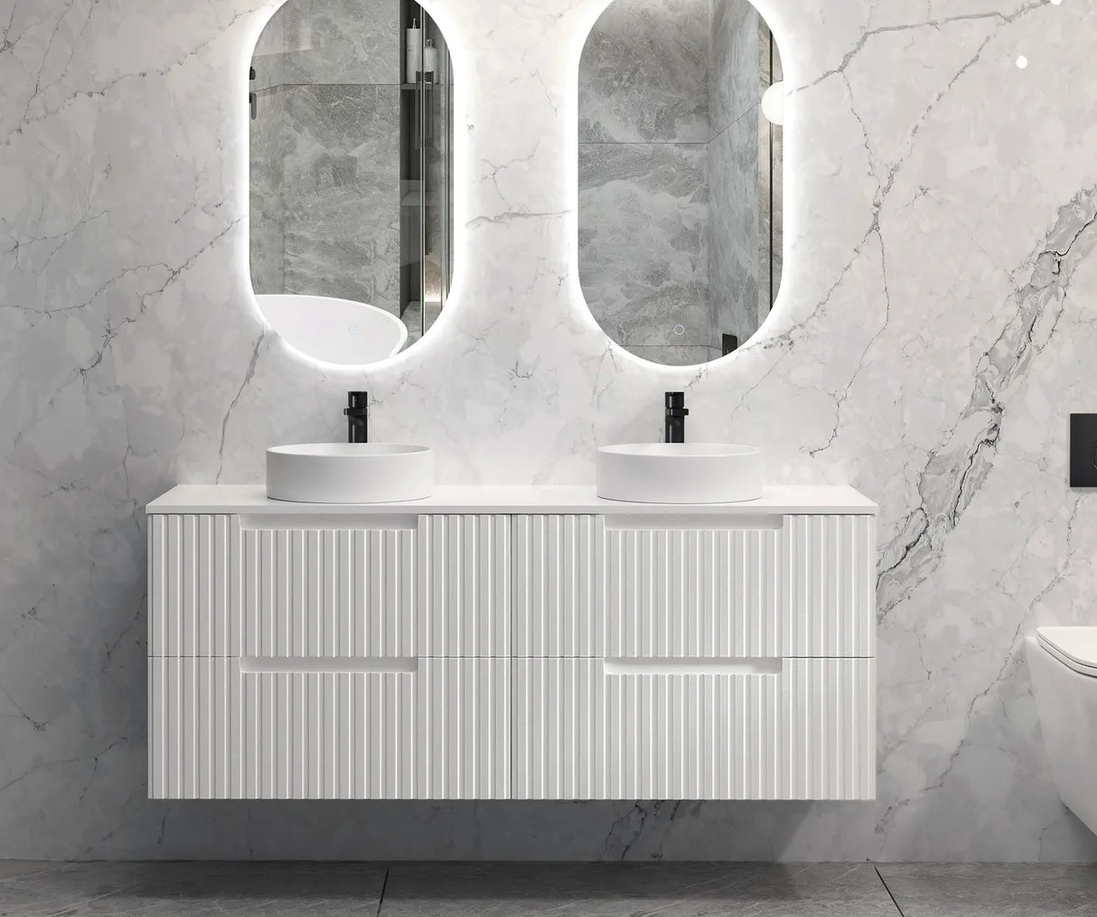 Vanity NOOSA Wall Hung 1500mm Satin White