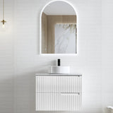 Noosa Fluted Wall Hung Vanity 750mm Satin White