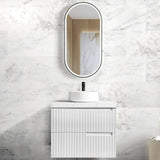 Noosa Fluted Wall Hung Vanity 750mm Satin White