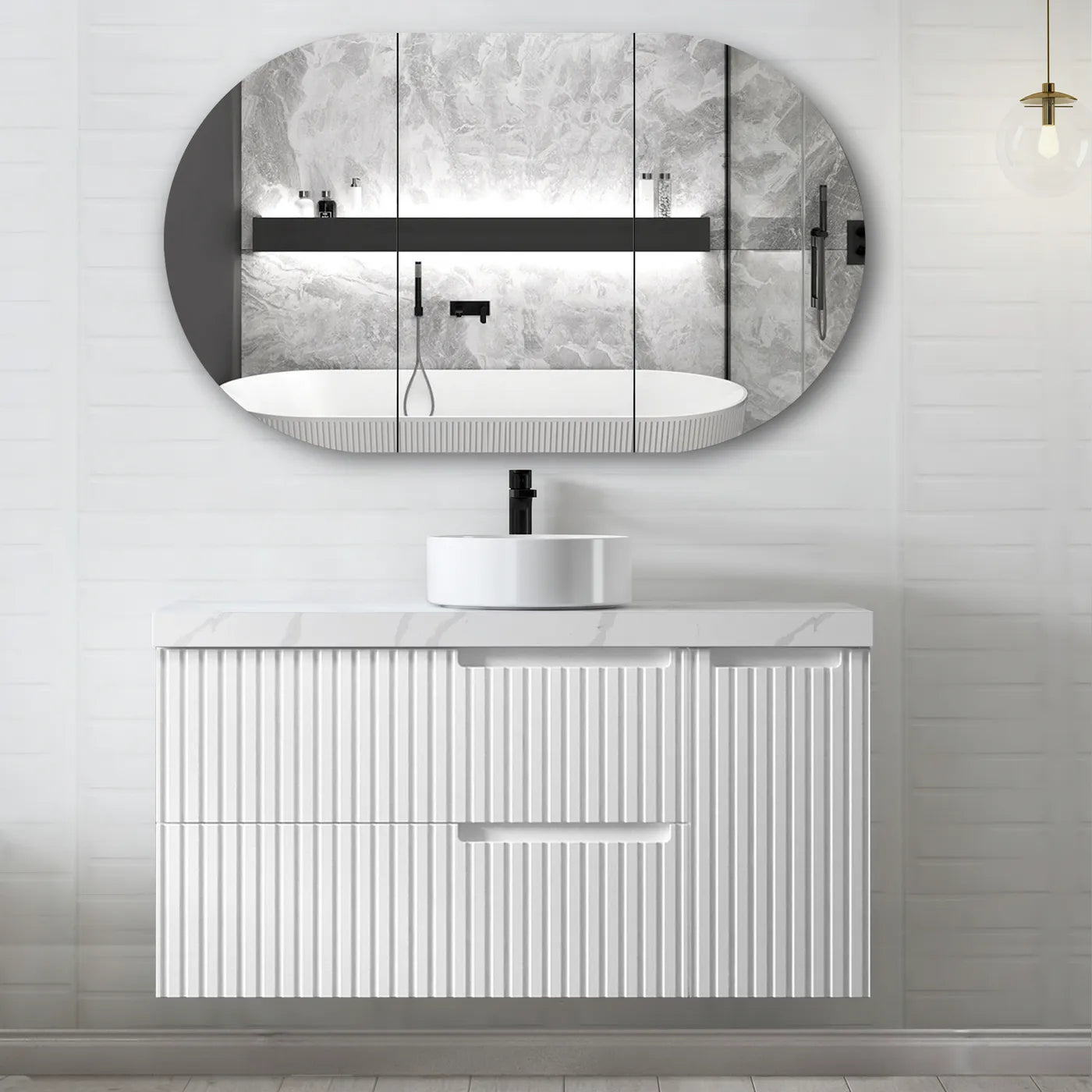 Vanity NOOSA Wall Hung 1200mm Satin White