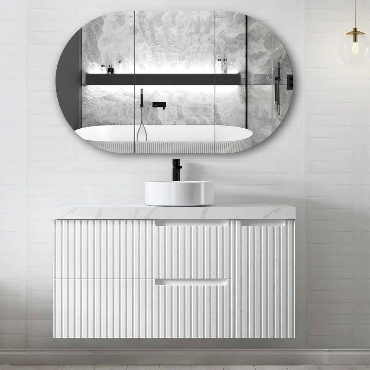 Vanity NOOSA Wall Hung 1200mm Satin White
