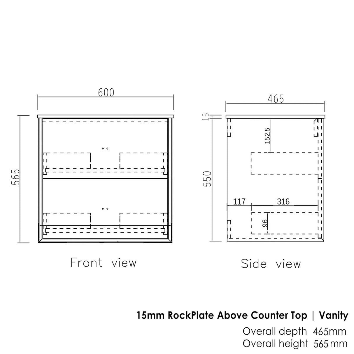 BOSTON Wall Hung Vanity 600mm Light Grey-Clearance