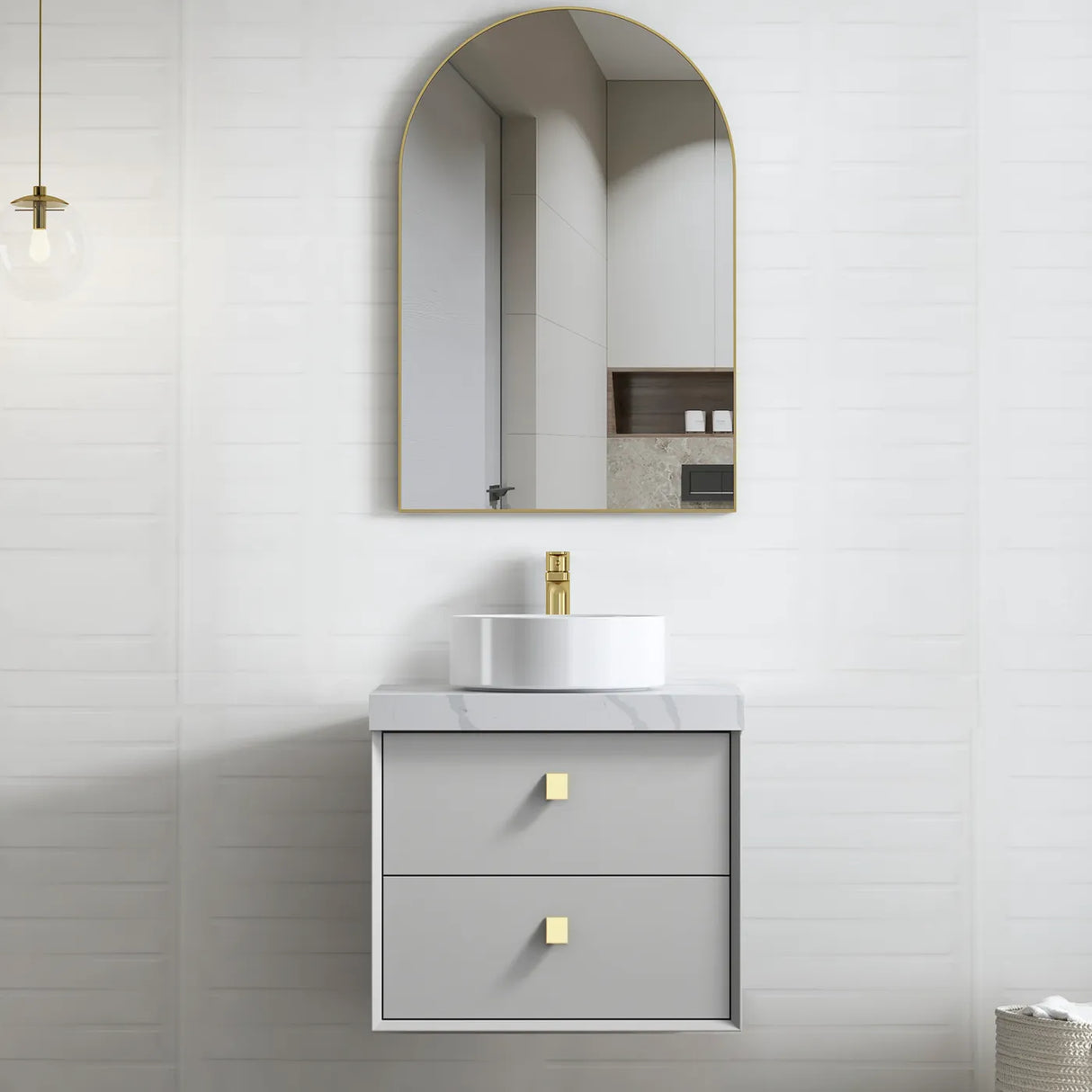 BOSTON Wall Hung Vanity 600mm Light Grey-Clearance