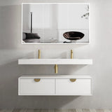 Moonlight Solid Surface Basin with Optional Mixer & Bottle Trap (Rectangle: 1200x460x80)