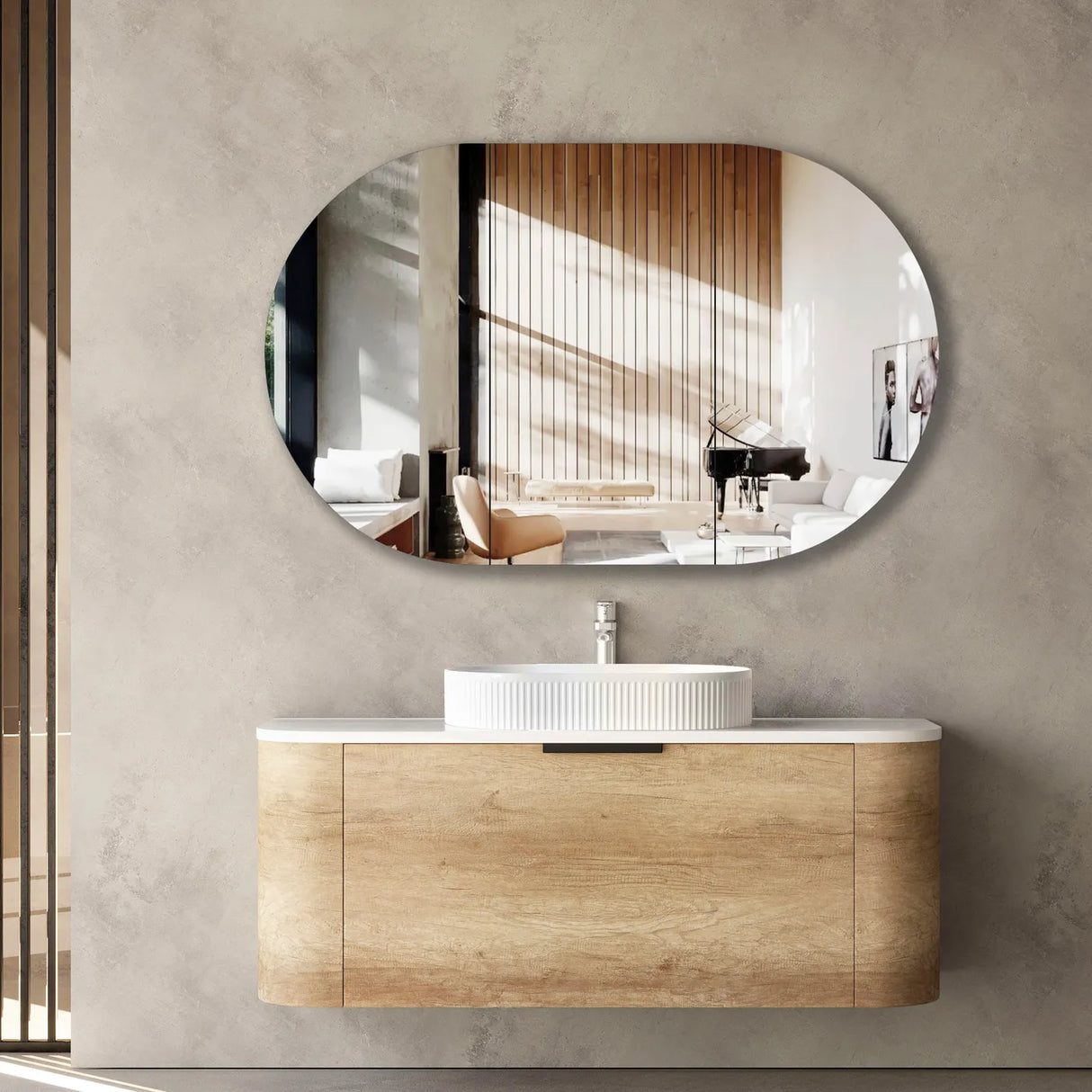 COOGEE Wall Hung Curved Vanity Natural Oak (All Sizes)