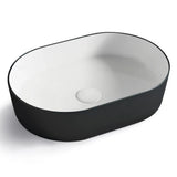 QUAY Matte Black & White Ceramic Basin (Oval: 500x340x20)