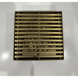 110x110mm Brushed Brass Linear Floor Grate S/Steel (80mm Waste)