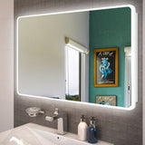 AQUA Curved Rim LED Rectangle Frameless Mirror 900x750mm
