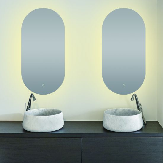 AQUA LED Oval Acrylic Frameless Mirror 500x1000mm