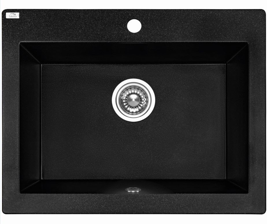 Laveo 490*580*220mm Black Granite Stone Sink Single Bowl
